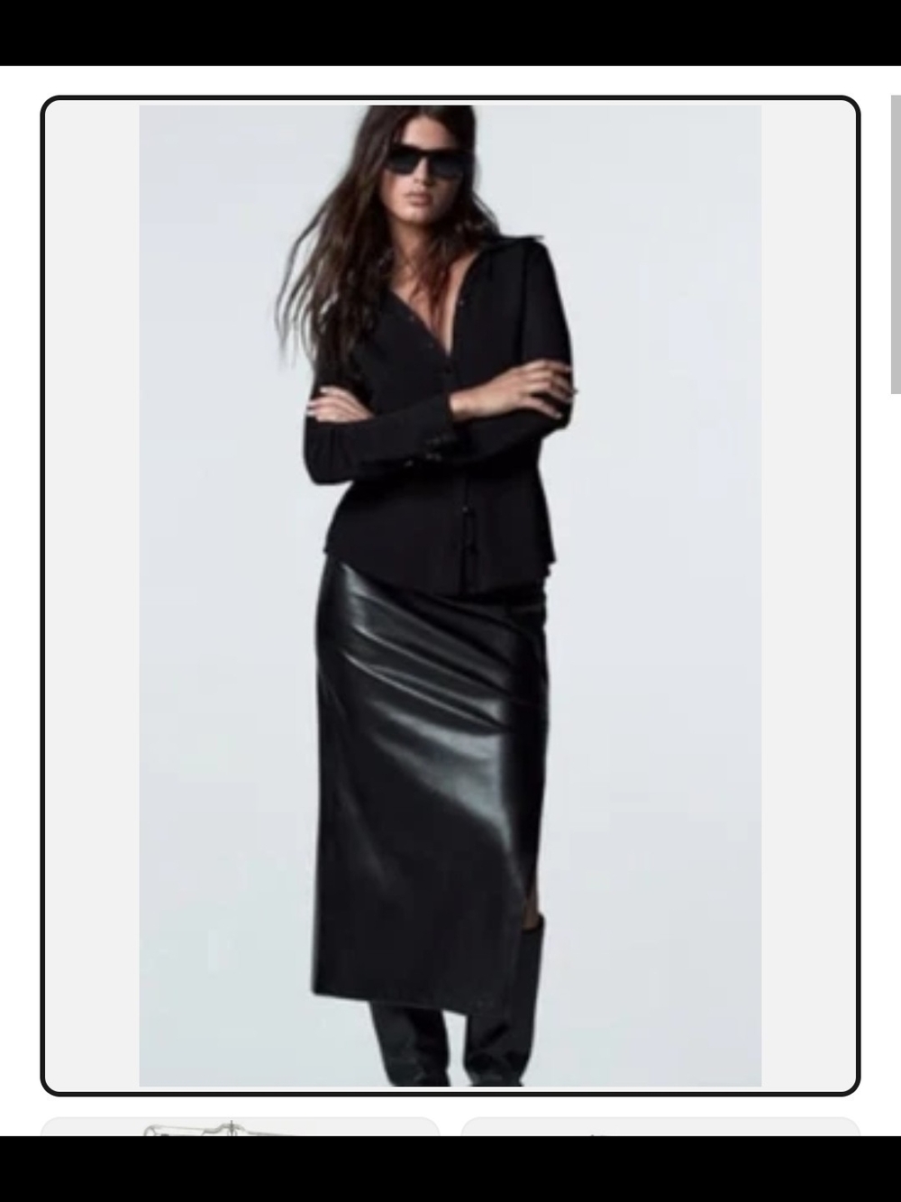 Zara Black Leather Pencil Skirt